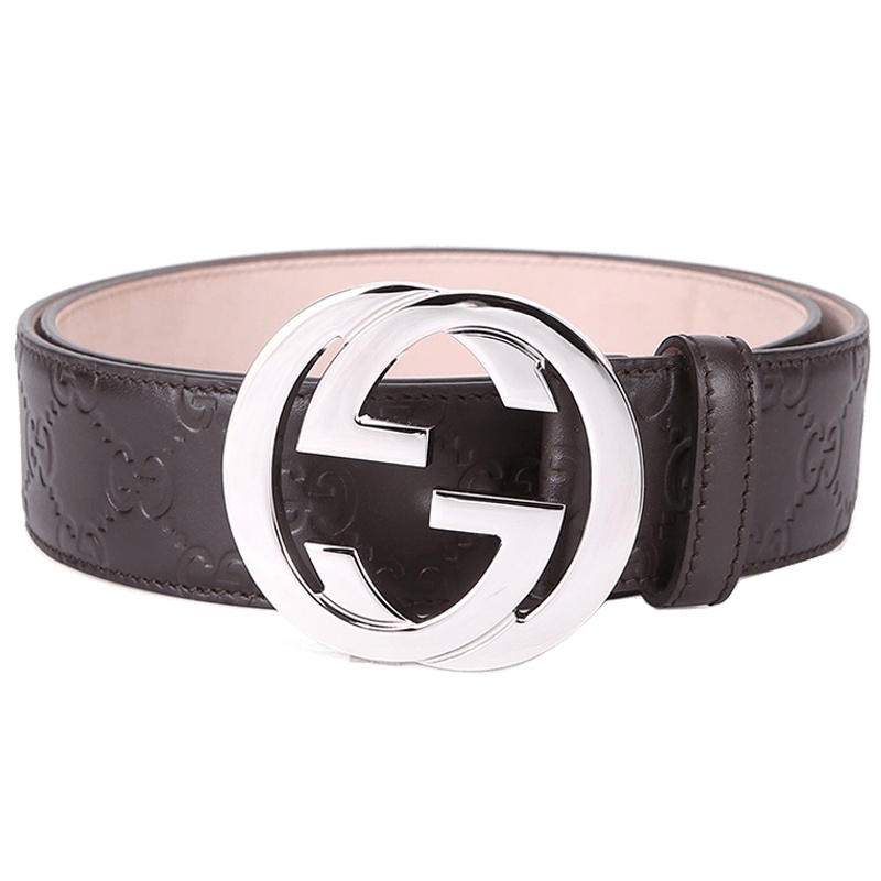 GUCCI 古驰 GUCCI腰带 男士经典双G压纹商务休闲时尚皮带咖啡色100