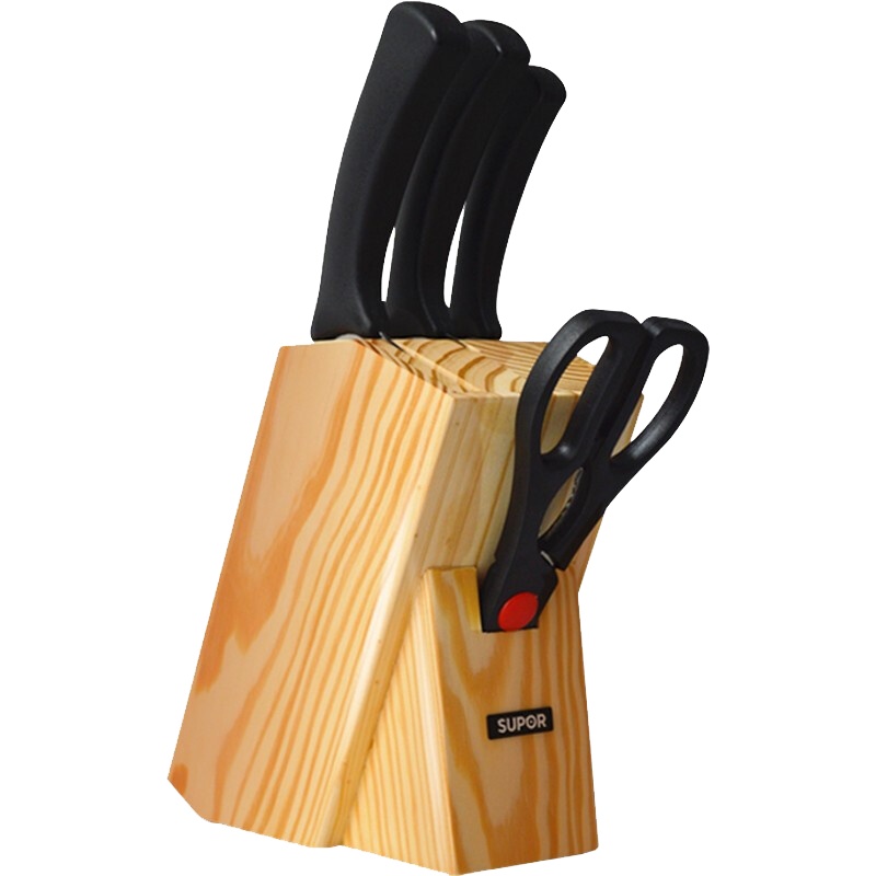 苏泊尔(SUPOR)厨房不锈钢刀具套装5件套菜刀多用刀水果刀剪刀刀剪菜板全套五件套T0924K