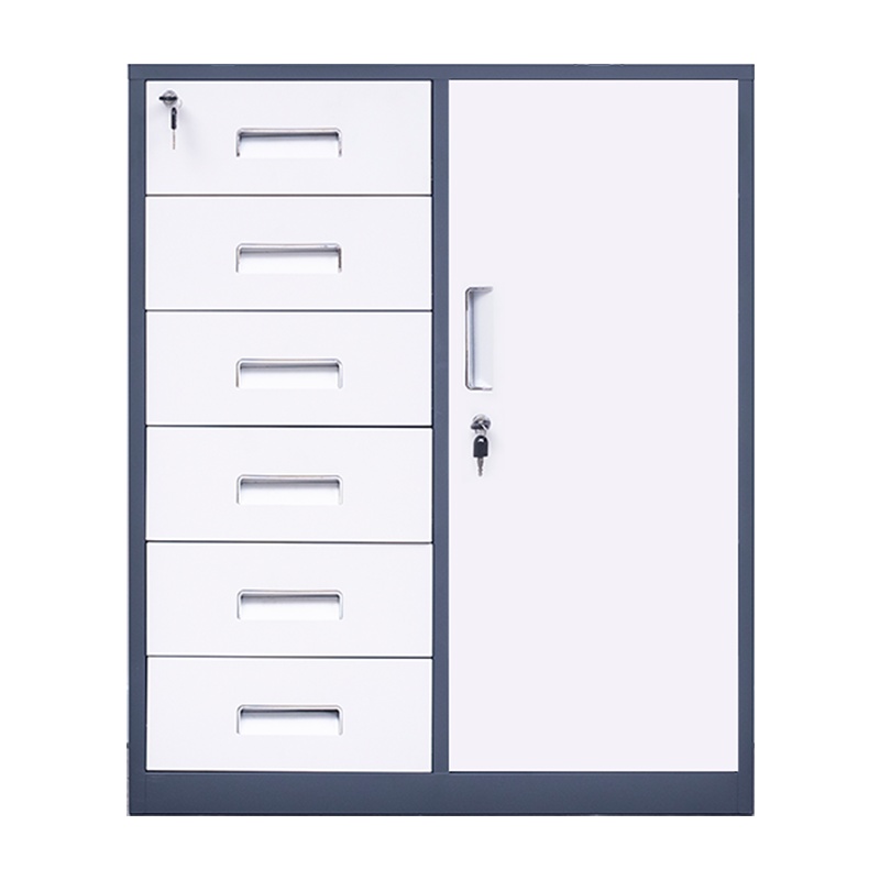 永格文件柜铁皮矮柜办公室资料柜阳台抽屉储物柜工具带锁小柜子偏六斗