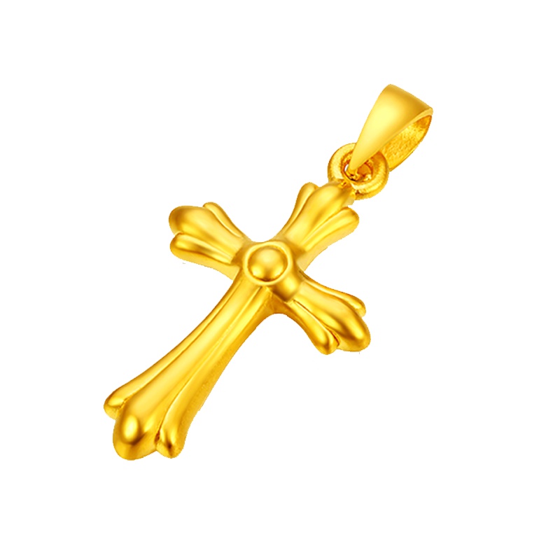 金一足金999时尚3D硬金男女通用款 黄金吊坠 情侣十字架吊坠守护礼物 (定价)ACB014