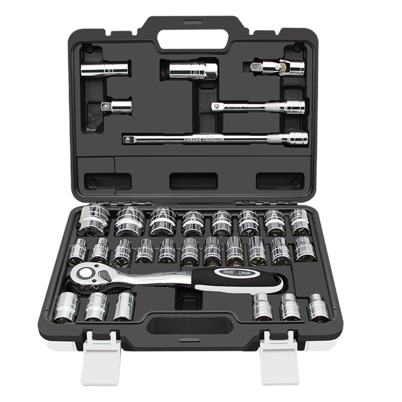 套筒工具套装大飞棘轮维修理闪电客快速扳手汽车组合汽修摩托车32件 [72齿1/2棘轮扳手]37件套筒扳手套装