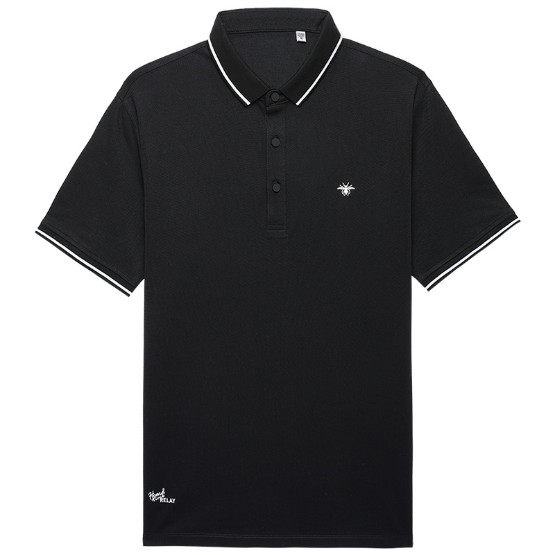 HODO红豆男装男士夏季短袖T恤纯色珠地网眼面料微弹舒适针织罗纹翻领T恤男