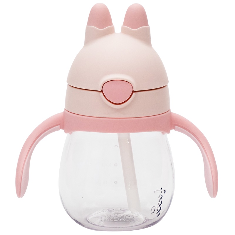 膳魔师(THERMOS)塑料杯BBSC-243儿童夏季水杯吸管杯270ml可爱兔子造型杯户外便携肩带PA材质家用/通用