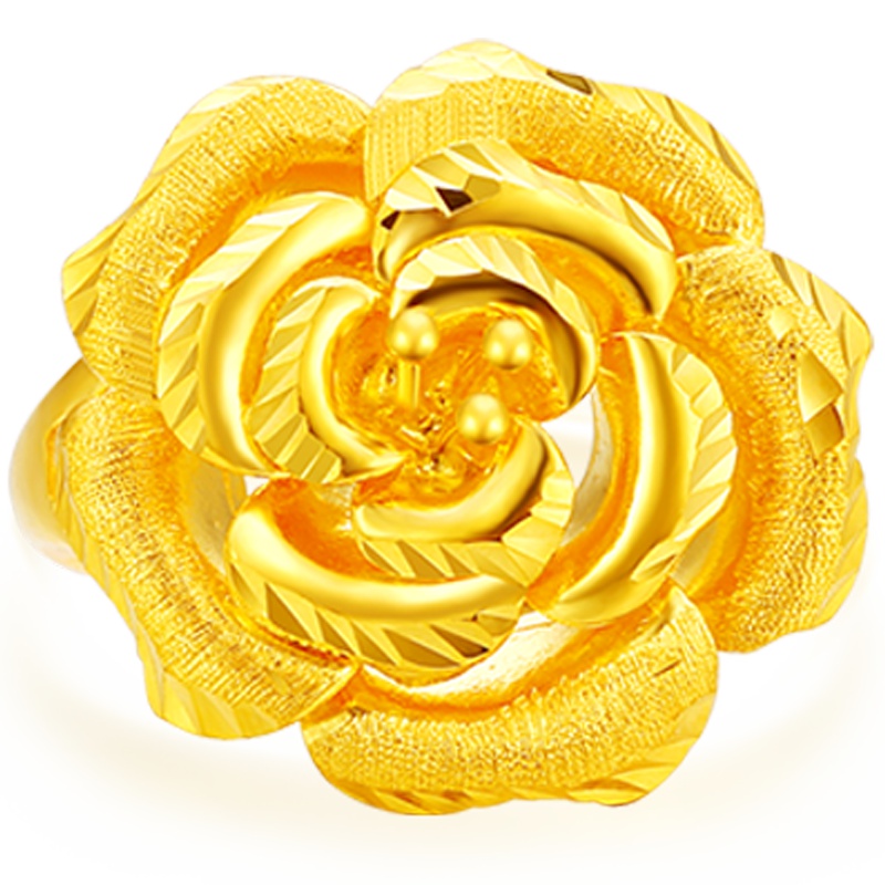 金一 足金花开富贵婚庆女士精品黄金戒指时尚活口女戒送礼 (计价)ABA004