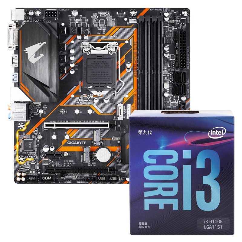 技嘉(GIGABYTE)B365M ELITE AORUS主板+英特尔(Intel)i3 9100F CPU处理器