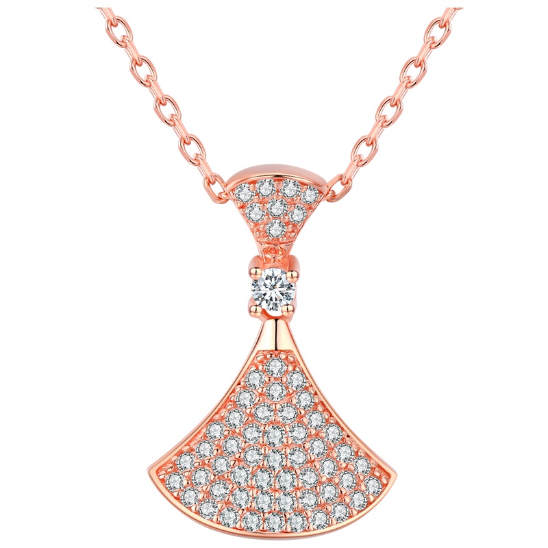 佰色传情小扇子项链女潮礼物网红小裙子吊坠纯银锁骨链