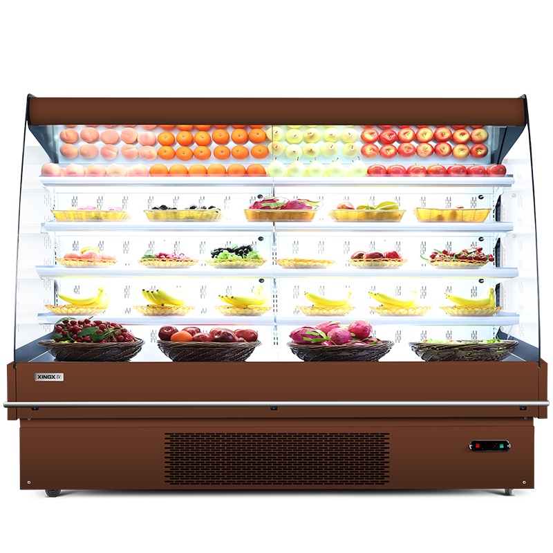 星星（XINGXING)风幕柜超市水果保鲜柜商用冷藏串串蔬菜立式风冷冰柜饮料展示柜IVMC-2.5-10020WB（棕）