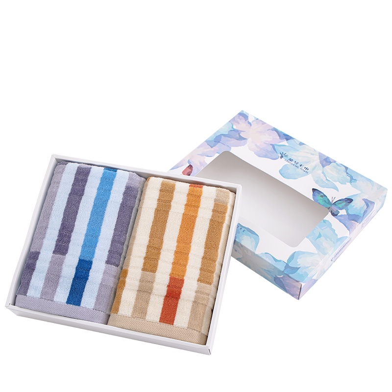 金号A类纯棉条纹毛巾两条装礼盒 G1965高档礼盒 柔软吸水 居家生活 节日送礼经典礼盒