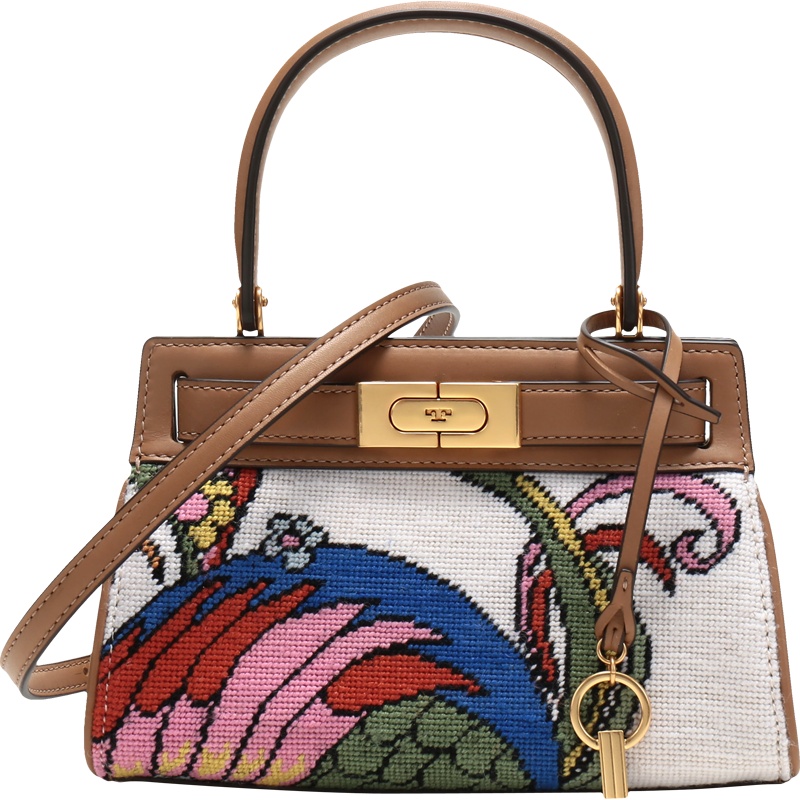 TORY BURCH 托里·伯奇 女士织物配皮小号手提单肩斜挎包 61875