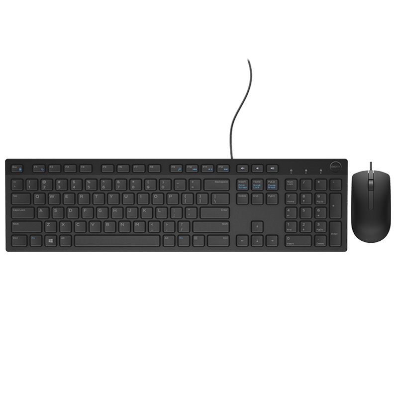 戴尔(DELL) 有线键盘鼠标套装 笔记本电脑办公USB巧克力键鼠套装套件 KB216+MS116 黑色 5支装