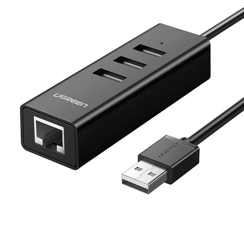 绿联(Ugreen)USB 2.0 HUB+百兆网口芯片亚信AX88772C\AX88772A(CR129-30298)