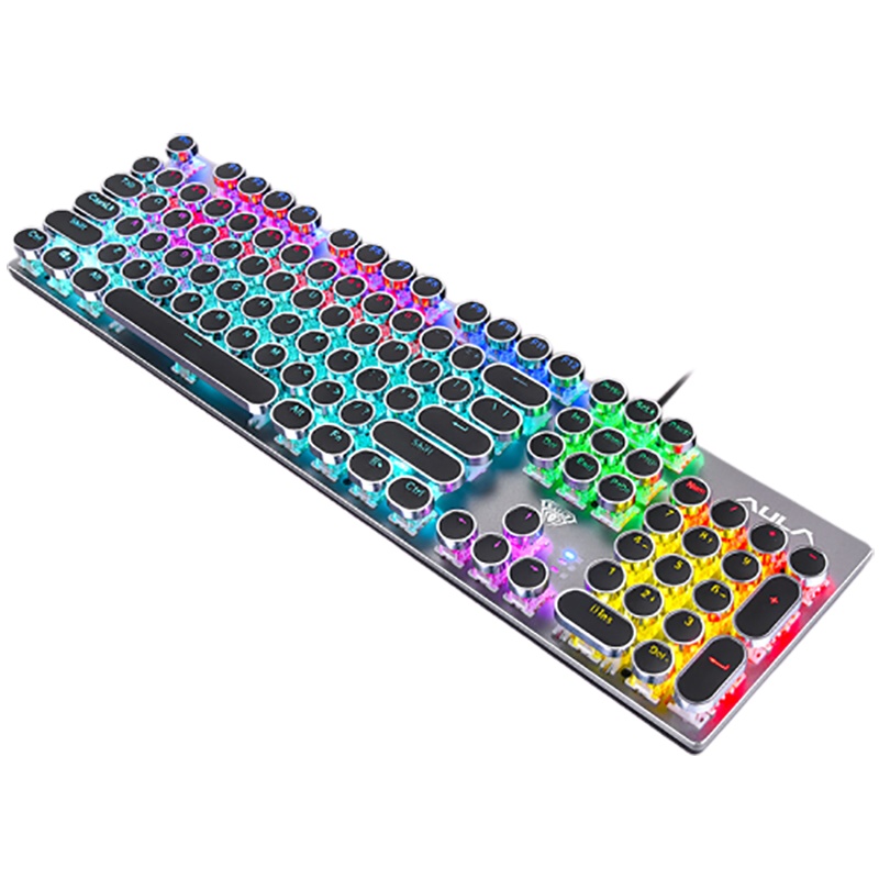 狼蛛F2068金属灰混光黑轴-电镀版+S20黑有声鼠标+G91灰7.1耳机三件套键鼠套装