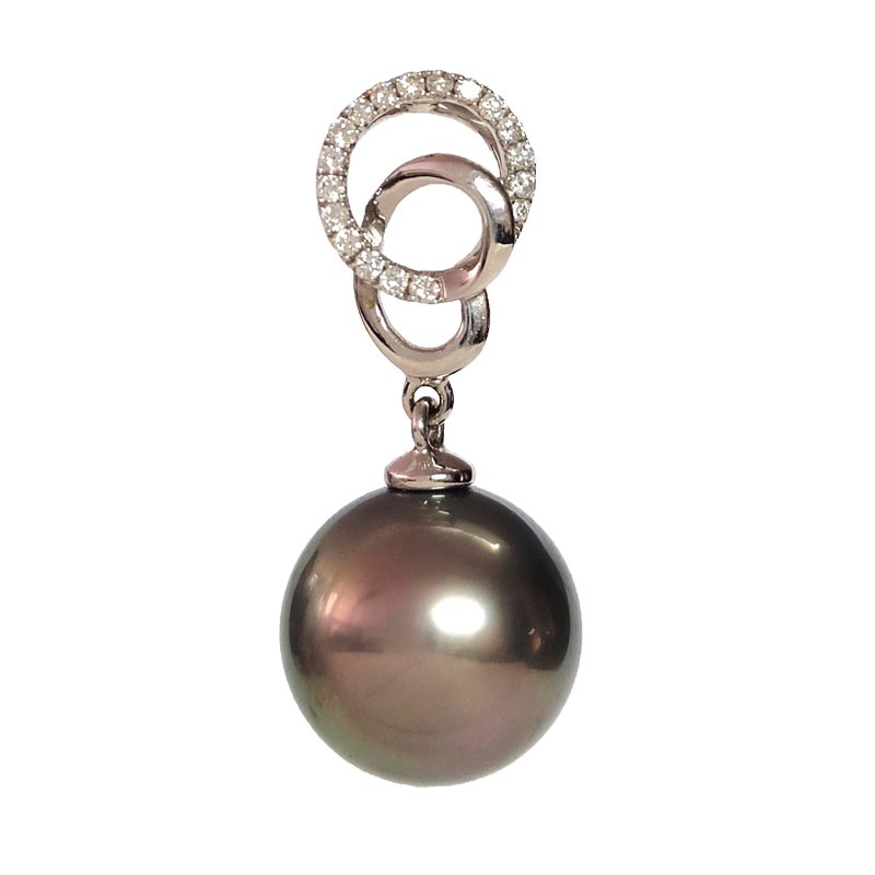 缘源珠宝 天然海水珍珠吊坠 18K金镶钻时尚气质珍珠吊坠 女款 附送证书 不含链