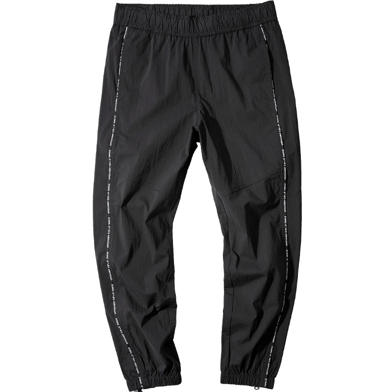 黑鲸弹力抽绳束脚休闲裤男2019春季男装裤子男CKCAJ19020A