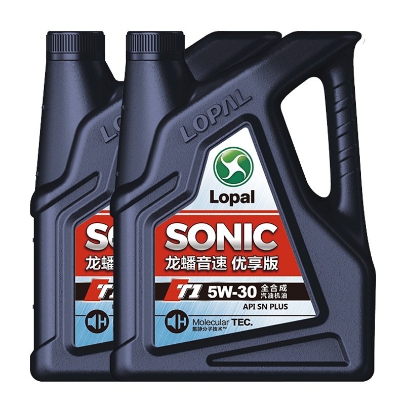 龙蟠SONIC T1全合成机油snplus 0W-30汽车发动机润滑油4L*2   新旧包装随机发