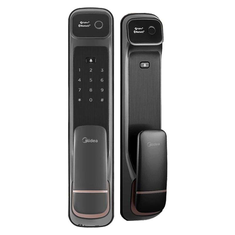 Midea美的X6智能指纹锁家用防盗门智能门锁密码锁推拉式开门全自动电子锁铝合金材质锁芯 斜舌 通用型