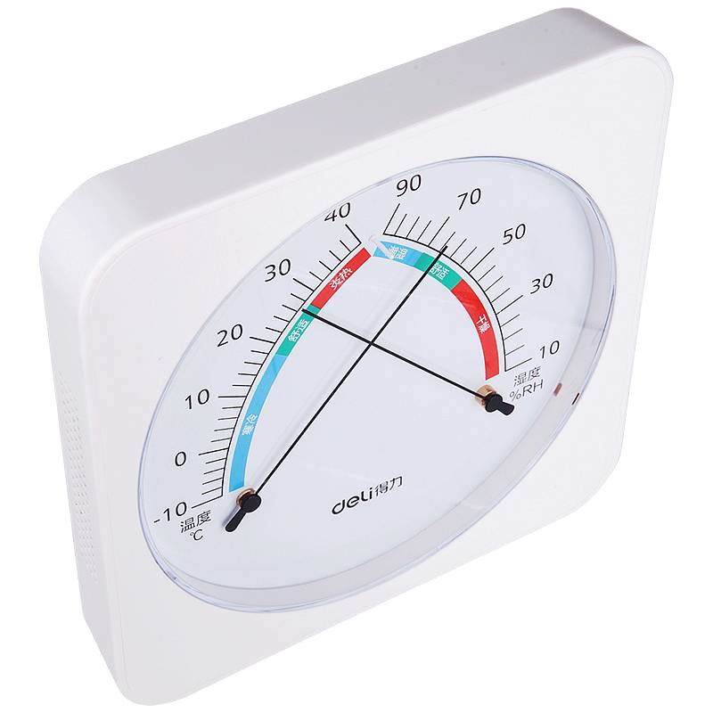 得力8829室内温湿度计(白色)温度计 家用温度计 室内高精度 温湿度计 室温计 精准温度表