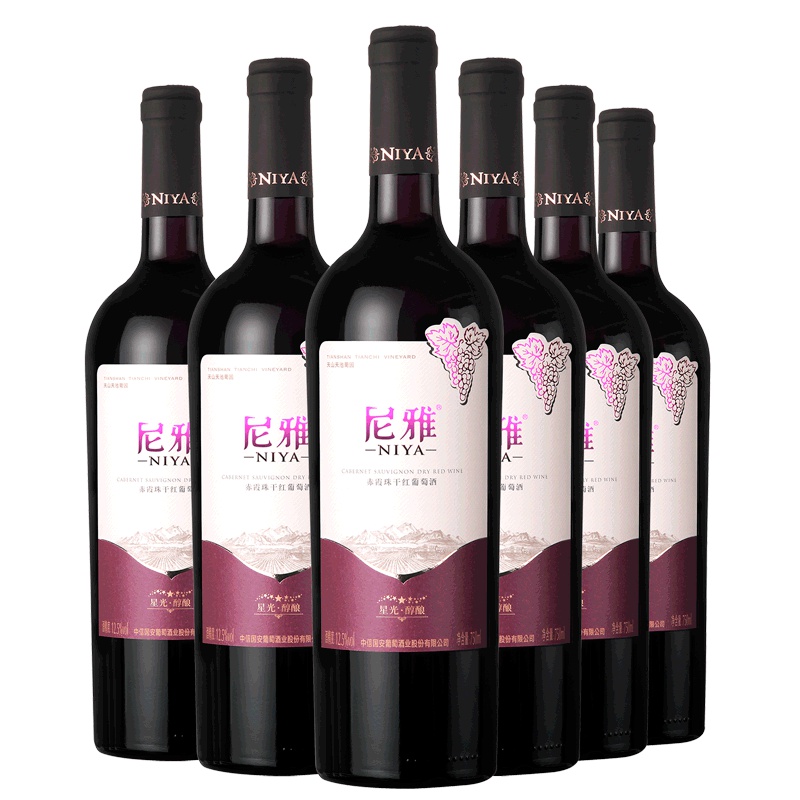 国产红酒尼雅星光醇酿赤霞珠干红葡萄酒750ml*6