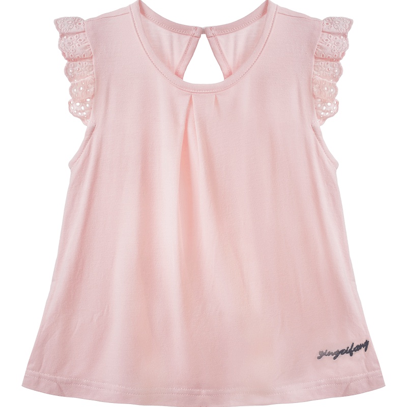 婴姿坊女童夏季圆领纯色T恤 女宝上衣1-5岁