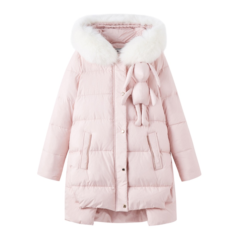 【专柜同款】新款拉夏贝尔轻薄连帽羽绒服中长款女冬新款韩版网红宽松加厚小个子20012312_98