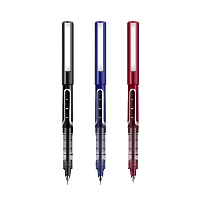 得力 S657 直液笔 0.5mm全针管中性笔签字笔 学生办公走珠笔水笔 12支/盒 黑色