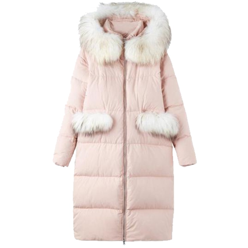 拉夏贝尔7M莫丽菲尔韩版潮时尚休闲宽松显瘦中长款大毛领羽绒服女70010875