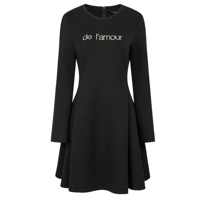 【福利款】拉夏贝尔绣花喇叭袖a字连衣裙