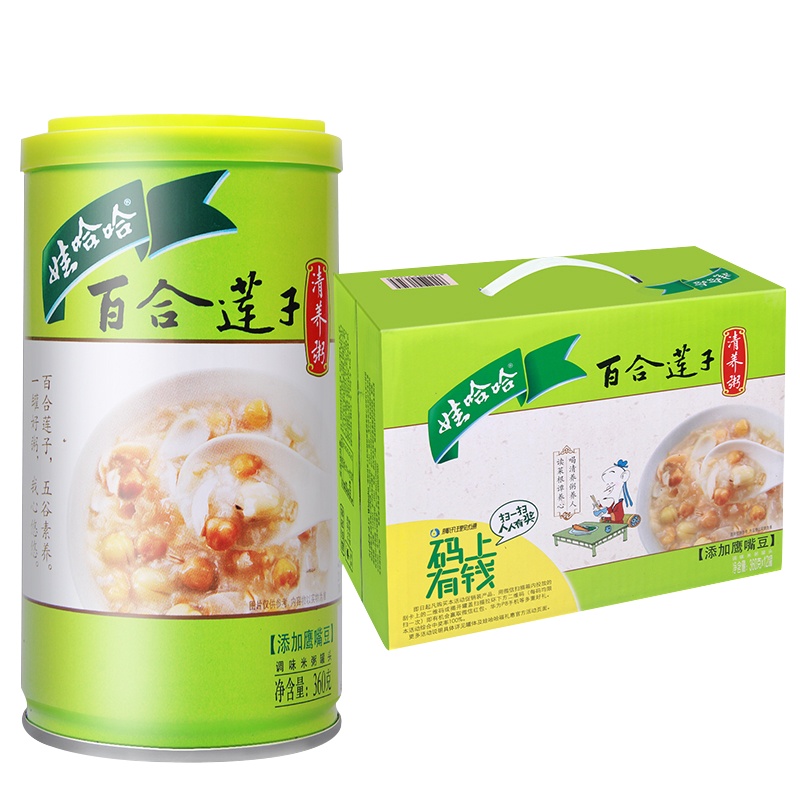 娃哈哈百合莲子清养粥360克 *12罐整箱装代早餐速食粥哇哈哈八宝粥 开罐即食 营养丰富