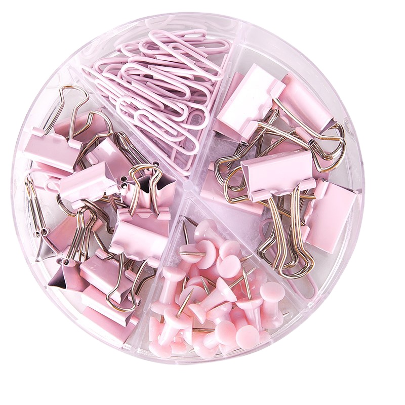 得力(deli)玫瑰金长尾夹 工字钉夹子回形针资料夹铁票夹大号多功能小号不锈钢蝴蝶夹 78555[浅粉色组合套装]