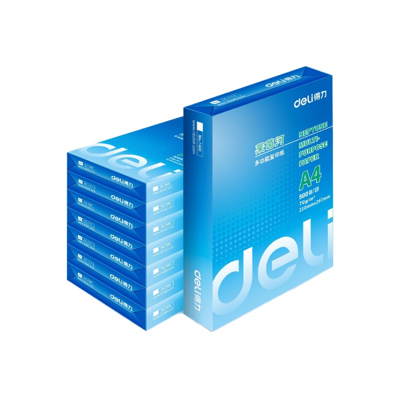 得力莱茵河 70g A4 复印纸 中高档打印纸 500张/包 (10包1箱)
