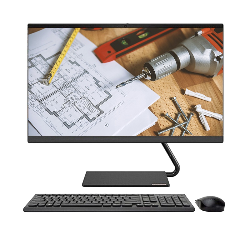 联想（Lenovo）商务办公 一体机台式机家用电脑 23.8英寸 i5-10210U 8G 512G 固态 黑色