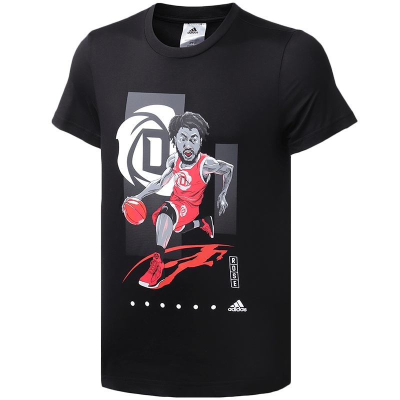 阿迪达斯男服短袖T恤ROSE GU TEE罗斯同款篮球服FM4773