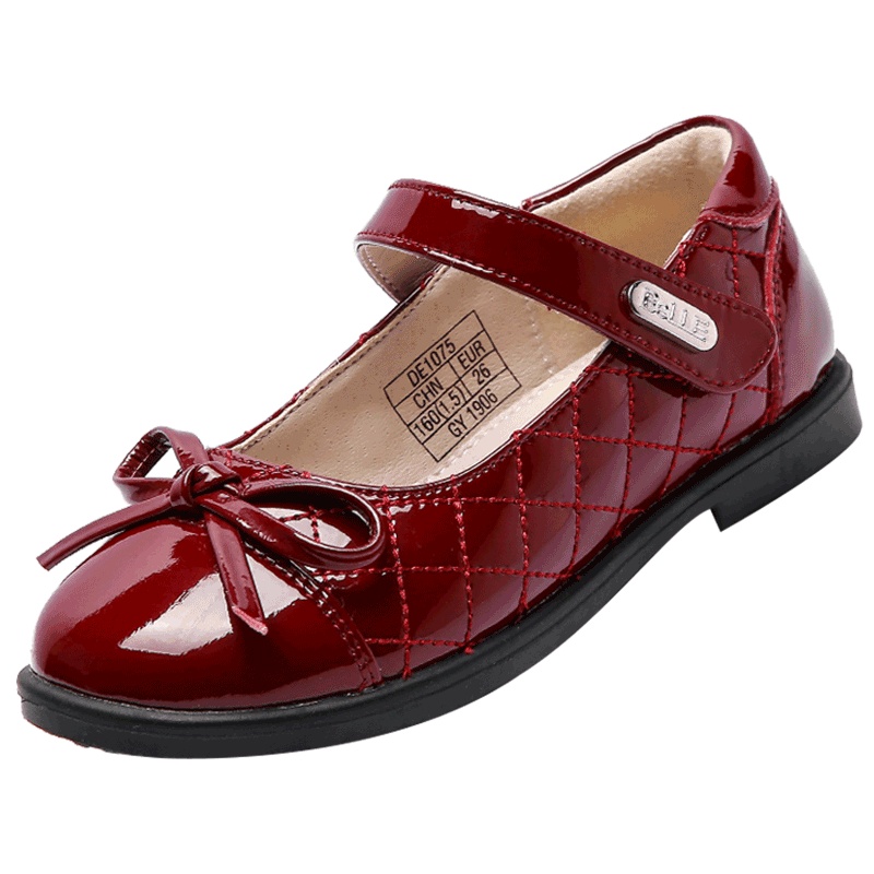 百丽童鞋儿童皮鞋春季中小童学生鞋女童演出鞋黑色礼仪鞋返校鞋子