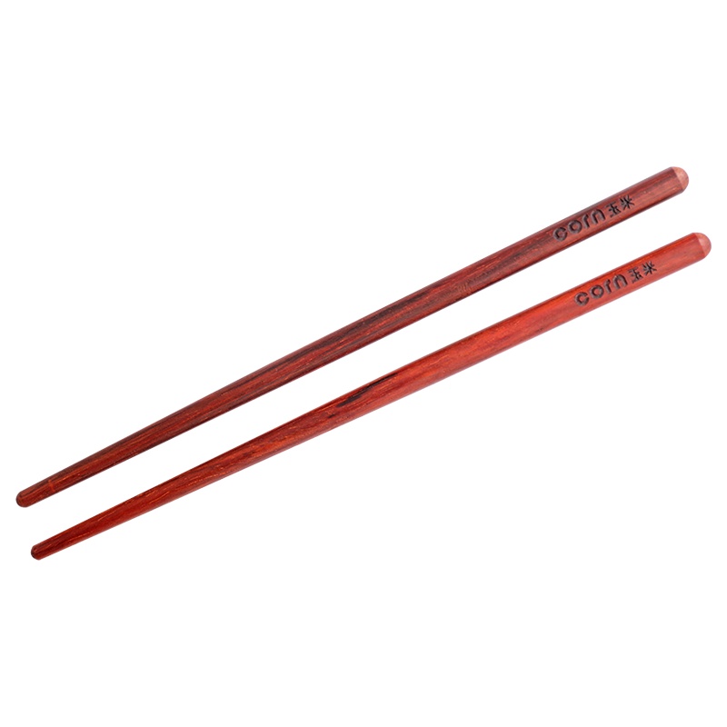 玉米(corn) 红酸枝成人筷 5双装 圆头圆嘴 原木无漆无蜡 家用筷套装 餐具