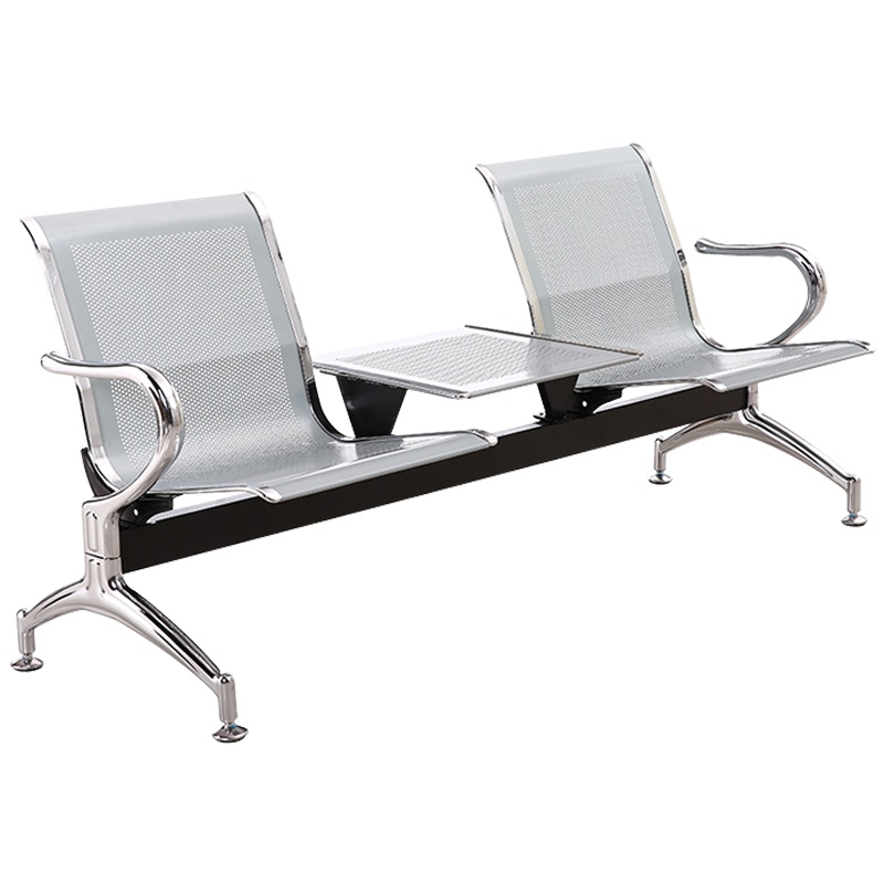 三圣 加固加厚连排椅公共座椅会议室排椅医院等候椅候诊输液椅不锈钢机场椅 2人位加茶几