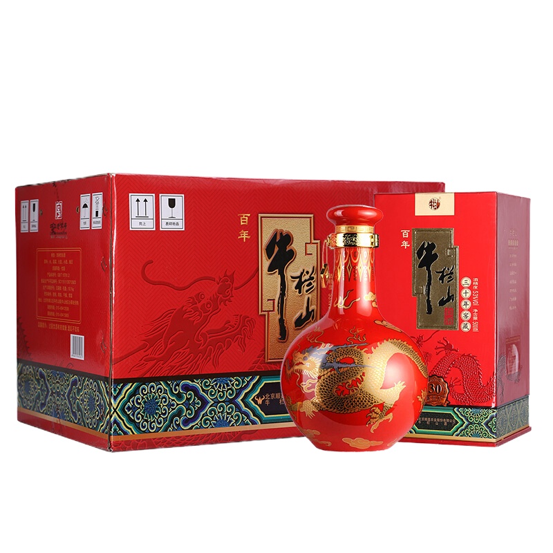 牛栏山二锅头牛栏山窖藏三十盛世红 清香型白酒53度500ml整箱6瓶装