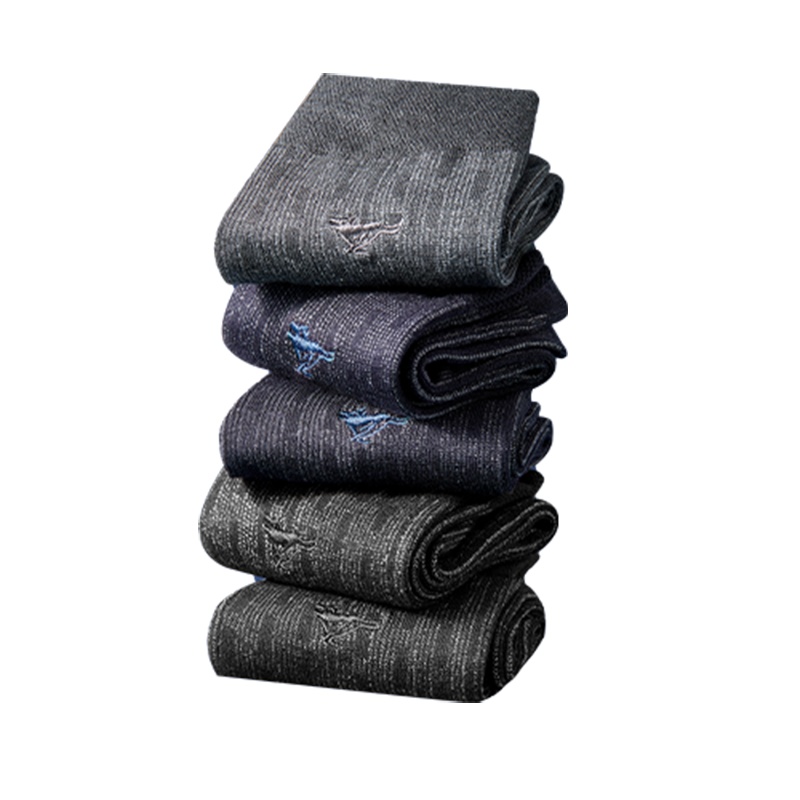 七匹狼 | 柔滑细腻-5双装商务春男式商务中筒袜棉质男士袜子男