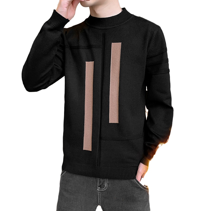 茜靓CHYLLIRN男士毛衣半高领韩版潮流秋冬季一体加绒厚款针织衫线衣保暖打底衫