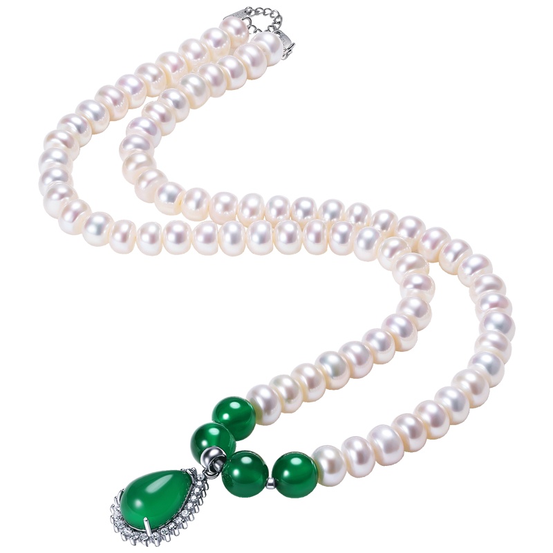 佰色传情(BRIR) 7-8mm强光白色淡水珍珠项链送妈妈婆婆礼物正品女