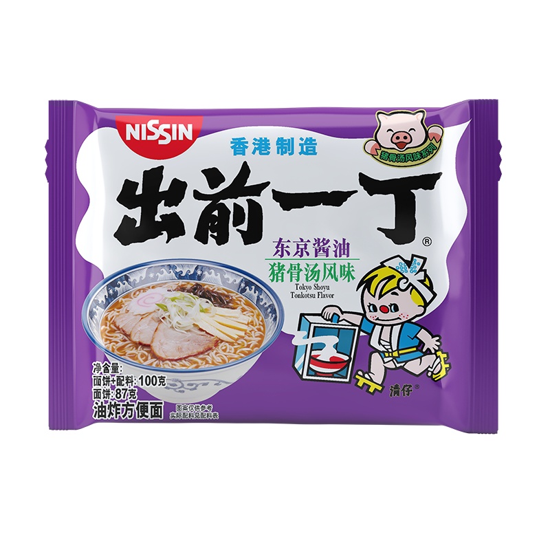 中国香港出前一丁方便面 东京酱油猪骨汤味100g 方便速食泡面拉面办公室 熬夜