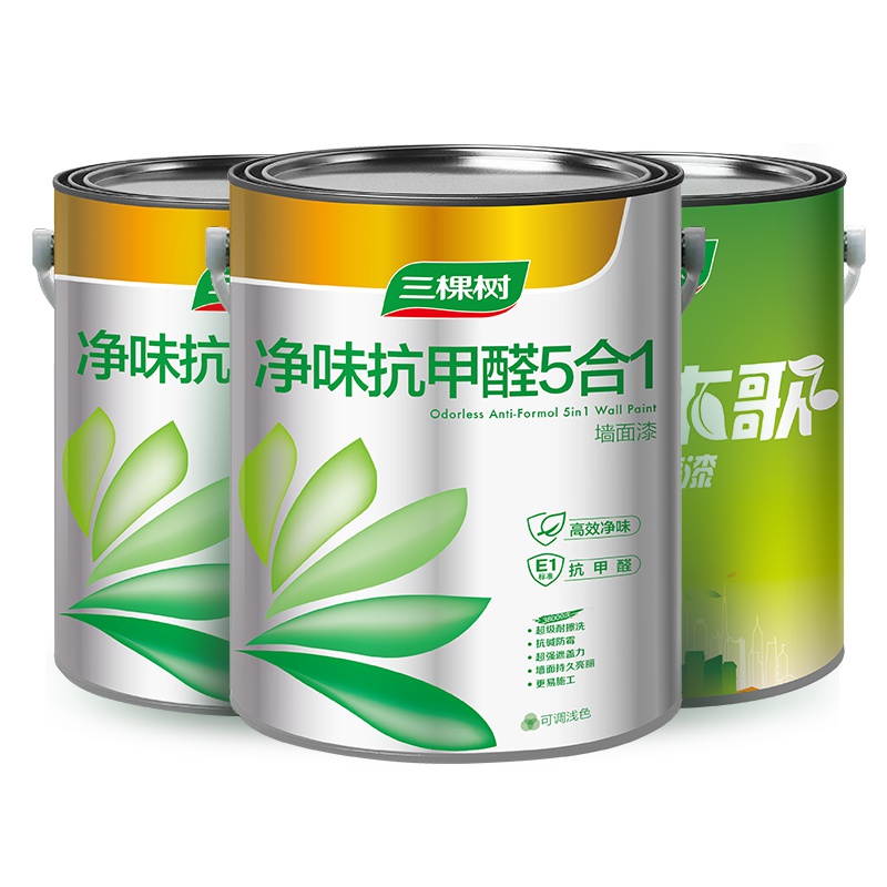 三棵树漆(SKSHU)内墙乳胶漆 净味抗甲醛五合一墙面漆套装涂料油漆 白色15L