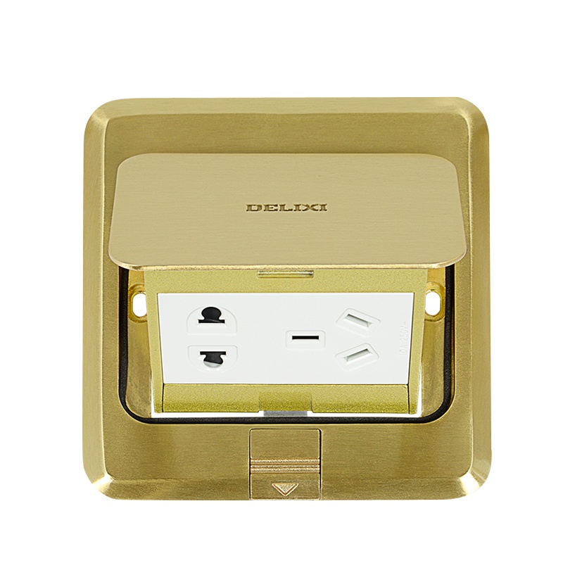 德力西地插座 全铜防水无阻尼隐藏式插座地面地板插家用 五孔地插