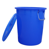 圆形纯料 蓝色带盖塑料桶垃圾桶 100升 1个