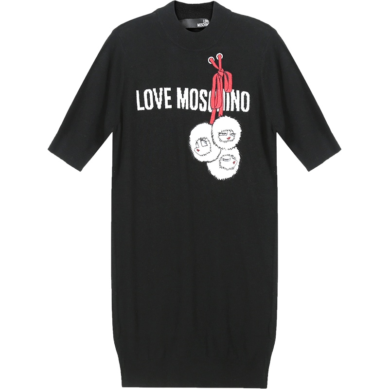 LOVE MOSCHINO 爱莫斯奇诺 女士 锦纶/粘胶纤维/羊毛短袖连衣裙毛衣 WSR35 11 X0814