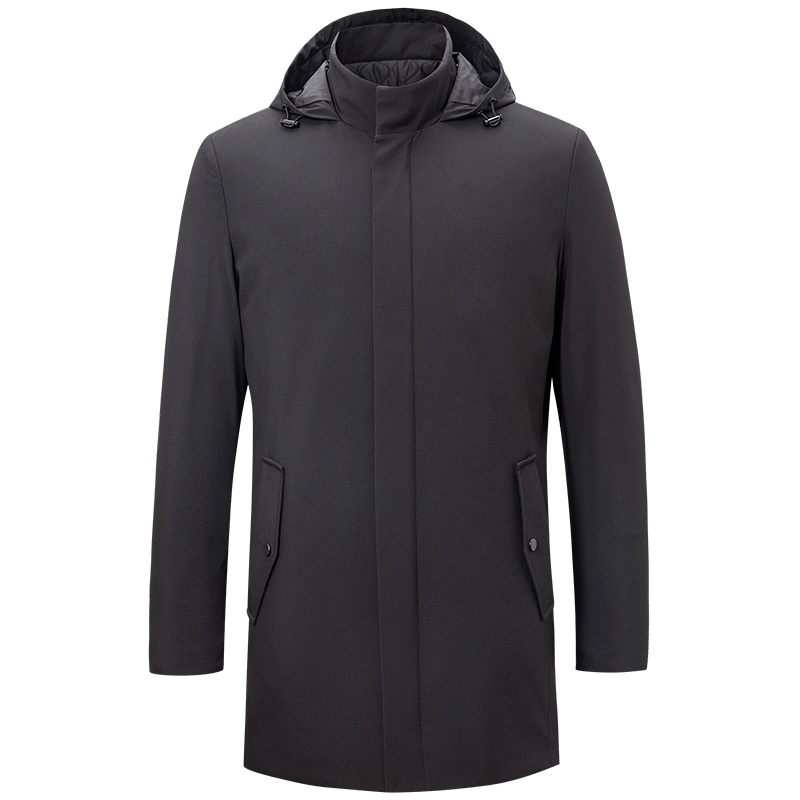 才子男装风衣男秋季新品纯色立领简约百搭修身商务休闲风衣外套男_1