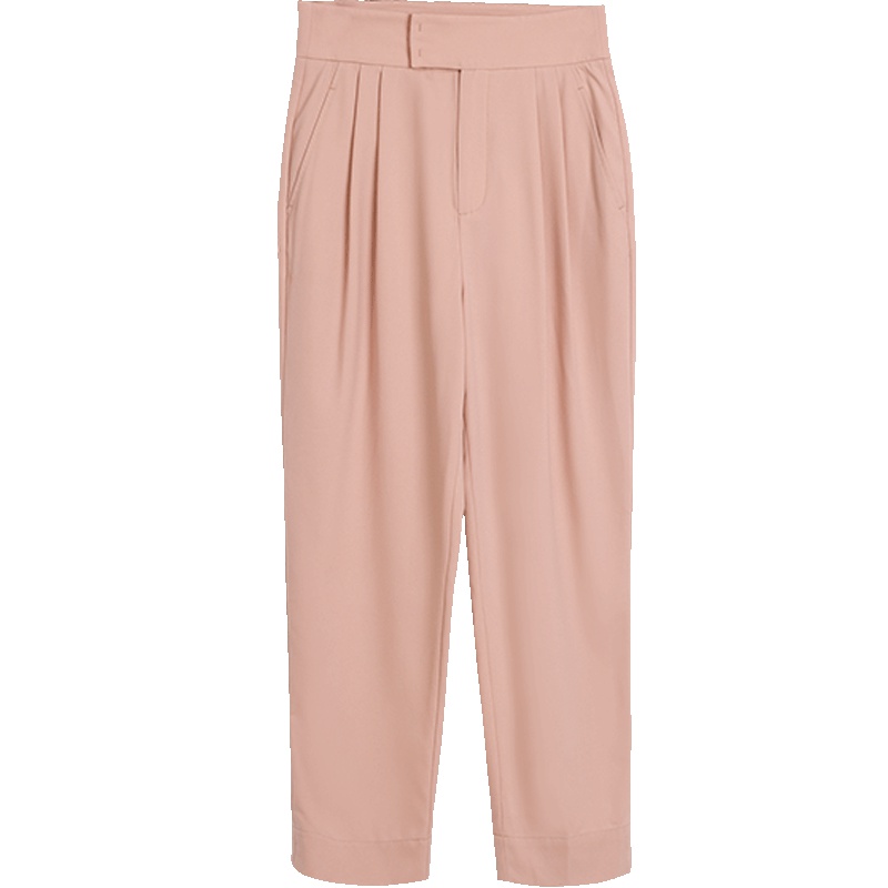 OSA欧莎高腰裤子女夏2019新款宽松九分休闲裤直筒西装裤显瘦百搭