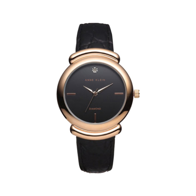 安妮克莱因（ANNE KLEIN）璀璨永恒系列钻石镶嵌石英腕表女简约小牛皮表带AK/2358RGBK