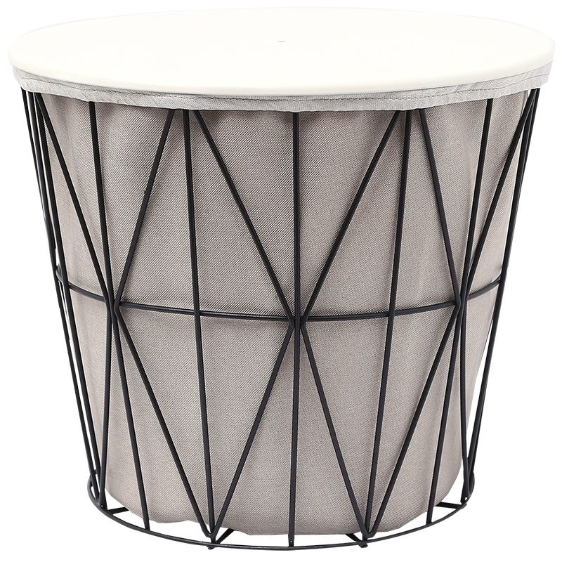 其他店消化[休闲家具]全友家居铁制茶几储物创意茶几铁艺家具沙发边几含涤纶布口袋床头柜 DX119051茶几