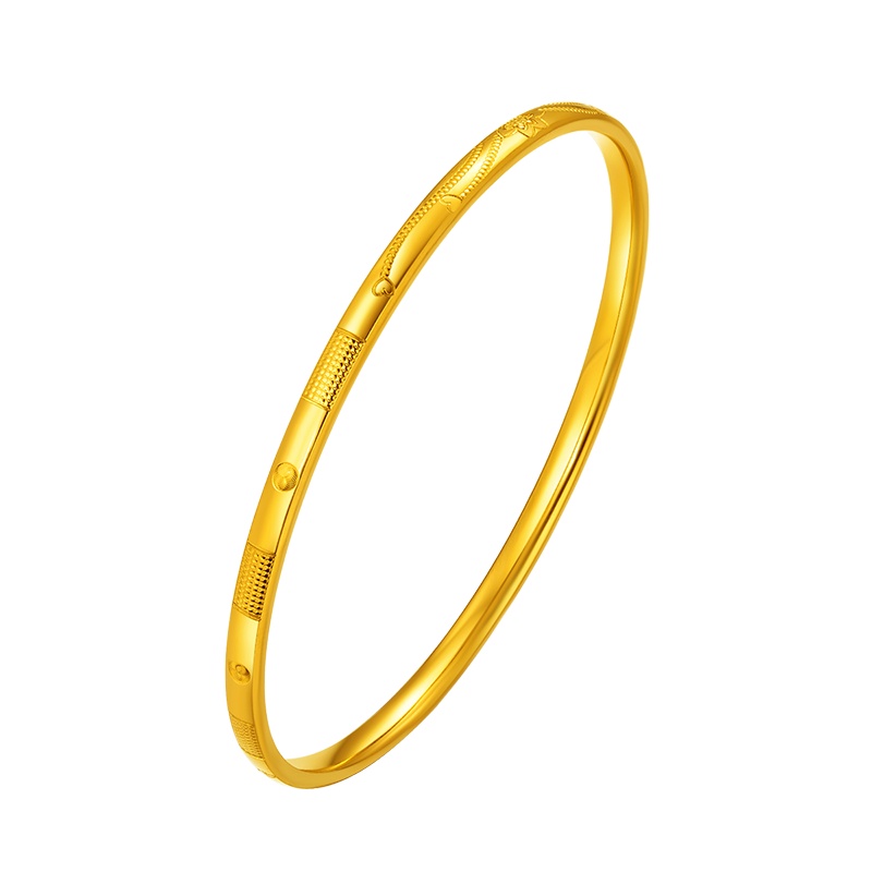 [新品]梦金园 黄金手镯足金999 5g工艺 方圆之地金镯子女