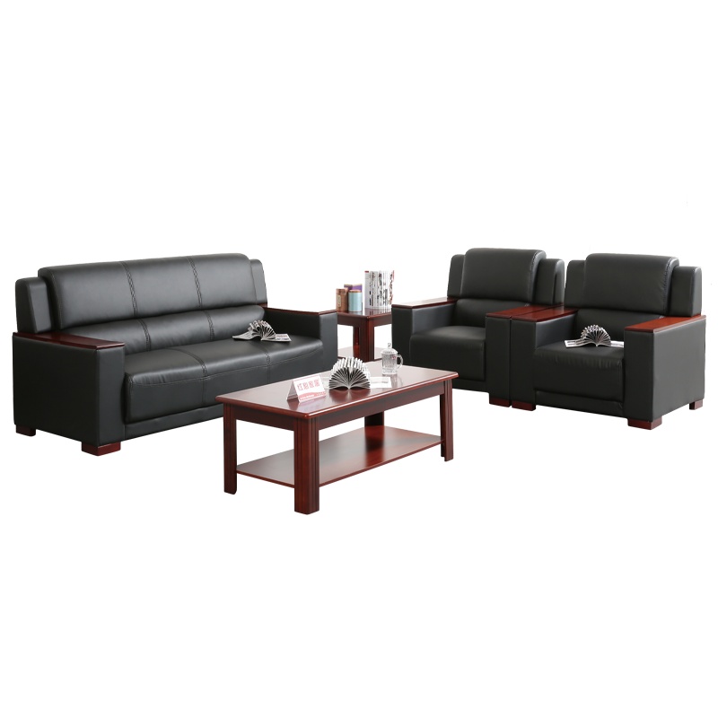 [红心家居]办公室沙发简约商务接待会客单人位办公沙发茶几组合